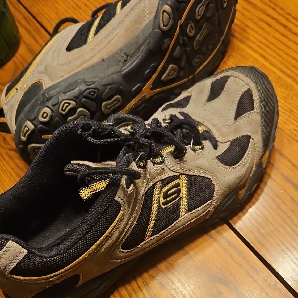 Men's Black and Gold Shoes, Slightly Worn